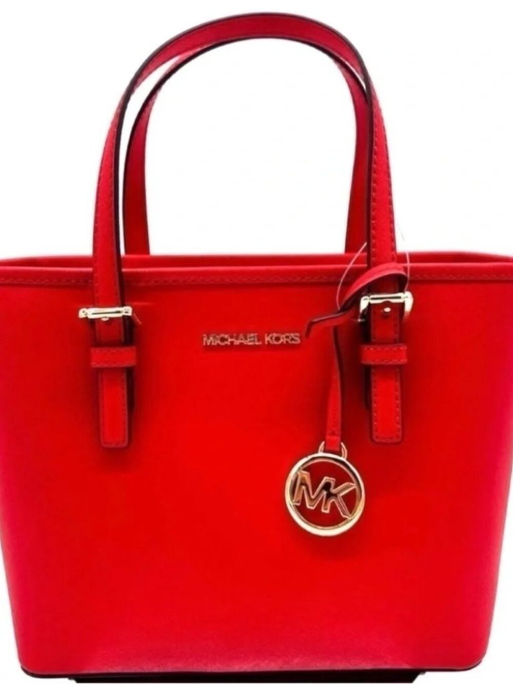 Michael Kors NEW $448 red Saffiano Jet Set Convertible Tote